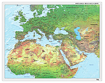 Flüchtlingskarte Nordafrika, Mittlerer Osten und Europa – physikalisch 140 x110cm
