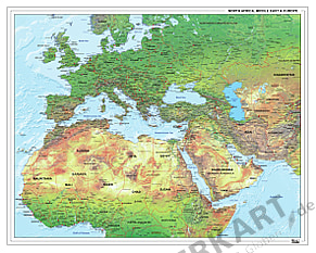 Flüchtlingskarte Nordafrika, Mittlerer Osten und Europa – physikalisch 140 x110cm