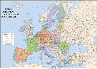 Europäische Union EU Karte nach dem Brexit 2020 - 135 x 100cm