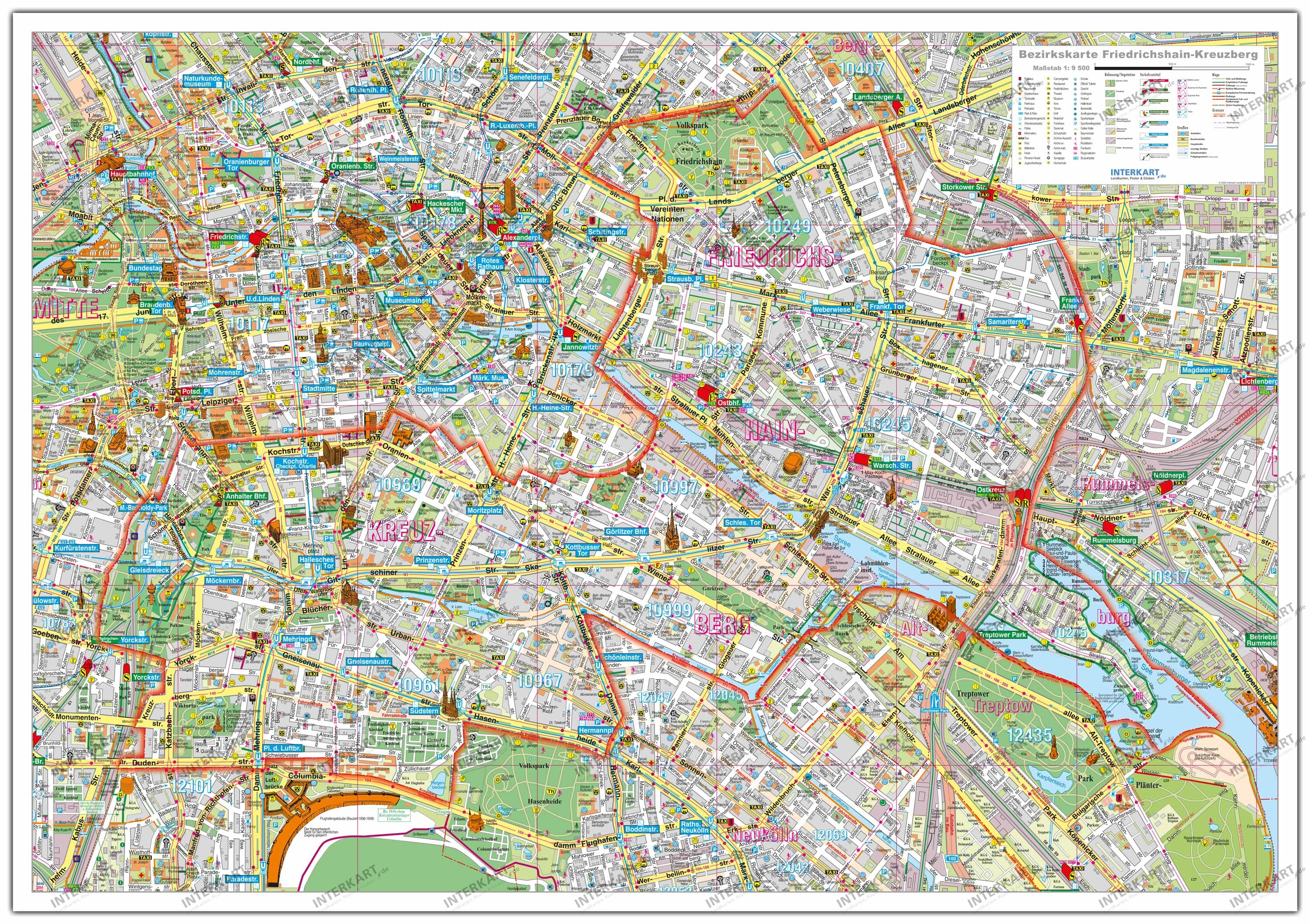 Friedrichshain-Kreuzberg map Berlin District