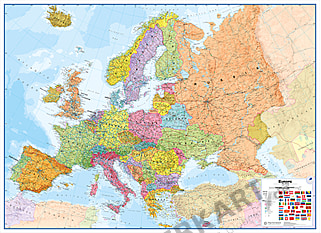 Große politische Europakarte in englisch im XXL Format Maps International