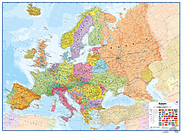 Political Europe Map English Xxl 260 X 190cm