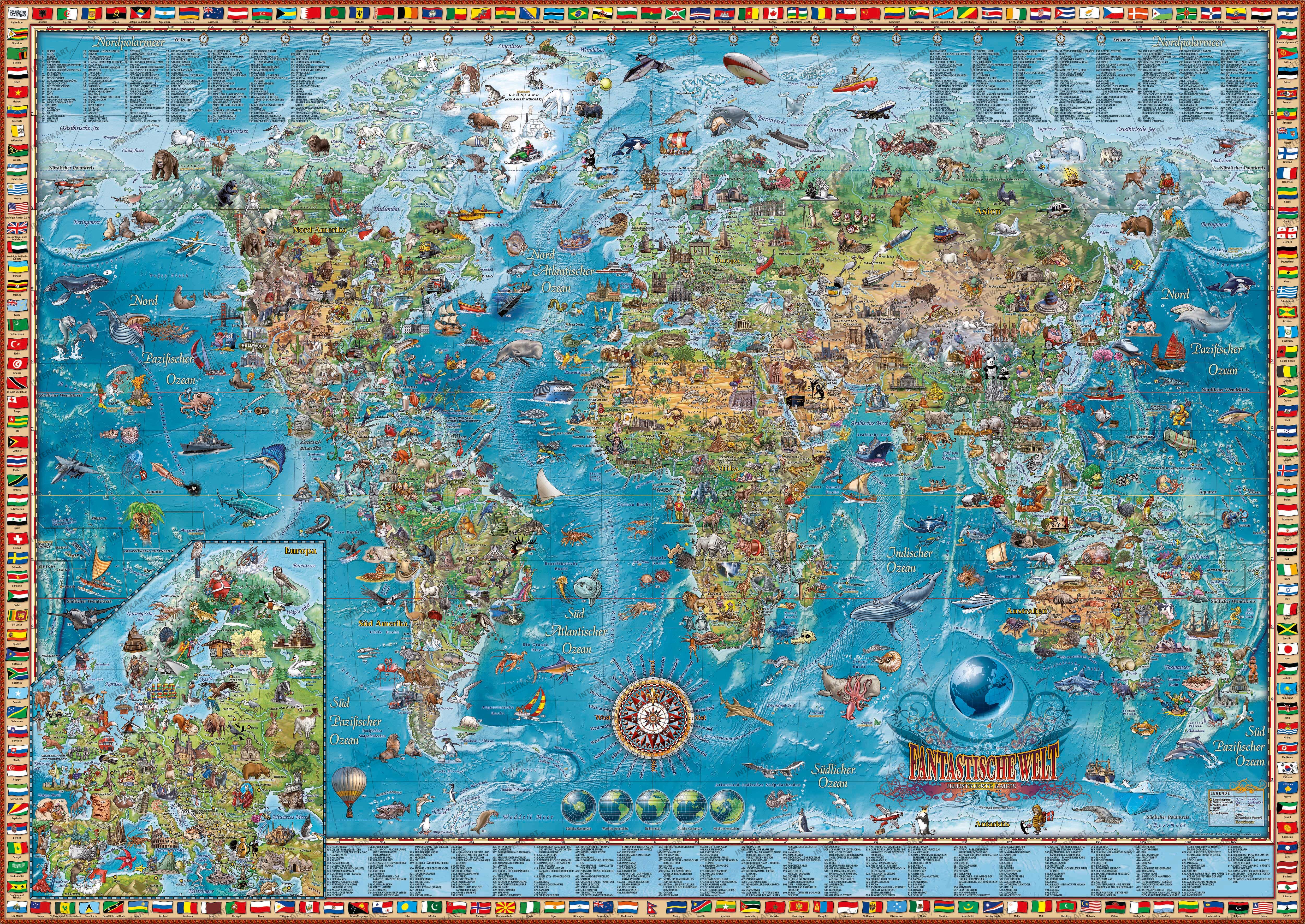 Kinderweltkarte Fantastische Welt deutsch 137 x 97cm