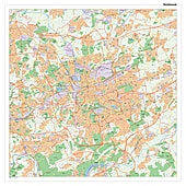 Postleitzahlenkarte mit Stadtplan Dortmund 100 x 100cm