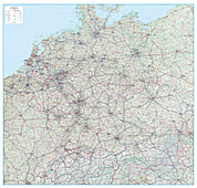 Straßenkarte Deutschland, Österreich, Schweiz (D-A-CH) und Benelux 154 x 147cm