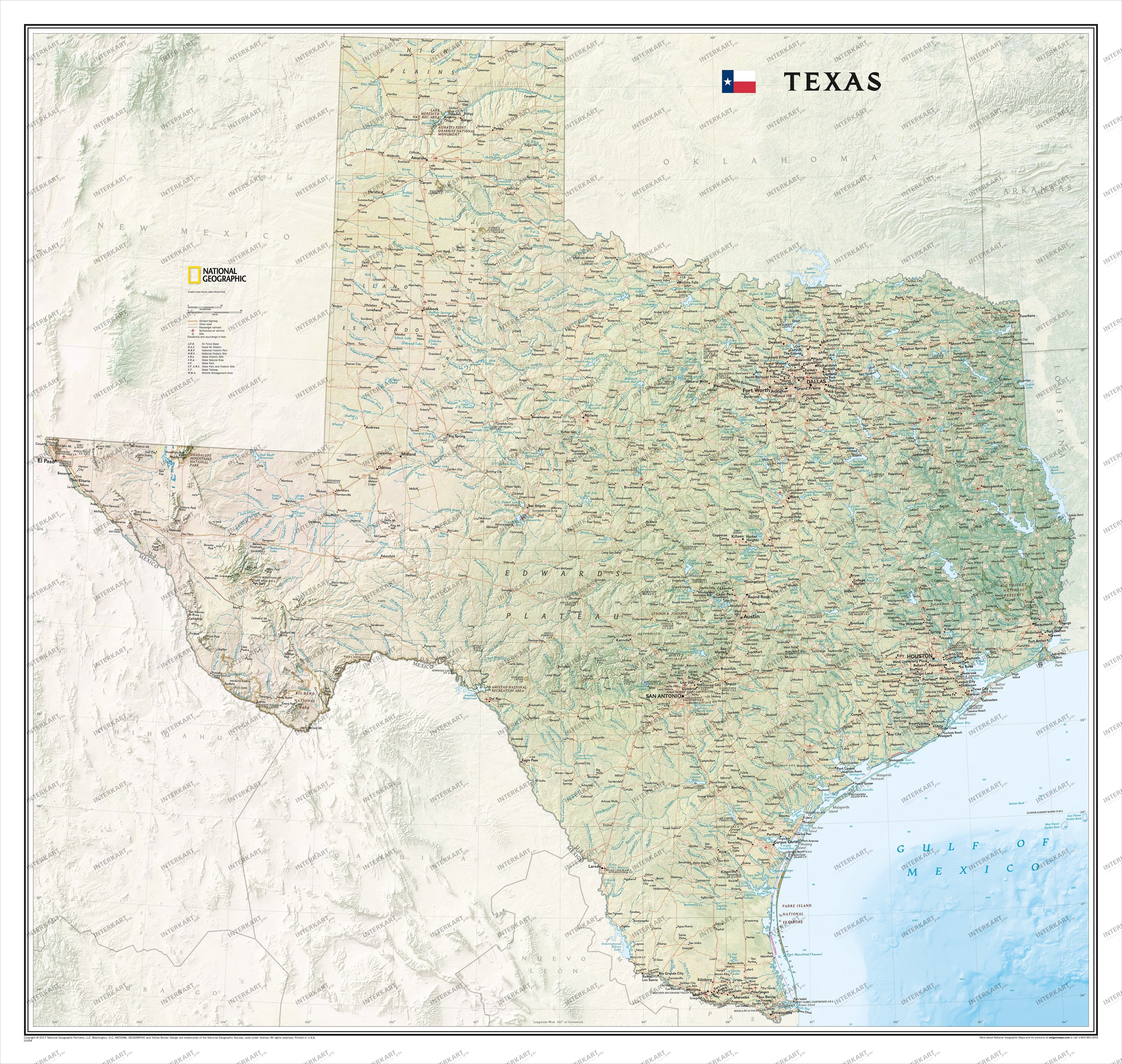 Texas Landkarte 99 x 104cm