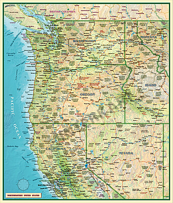 Nordwesten Der Usa 90 X 105cm