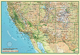 Southwest US Wall Map 110 x 75cm
