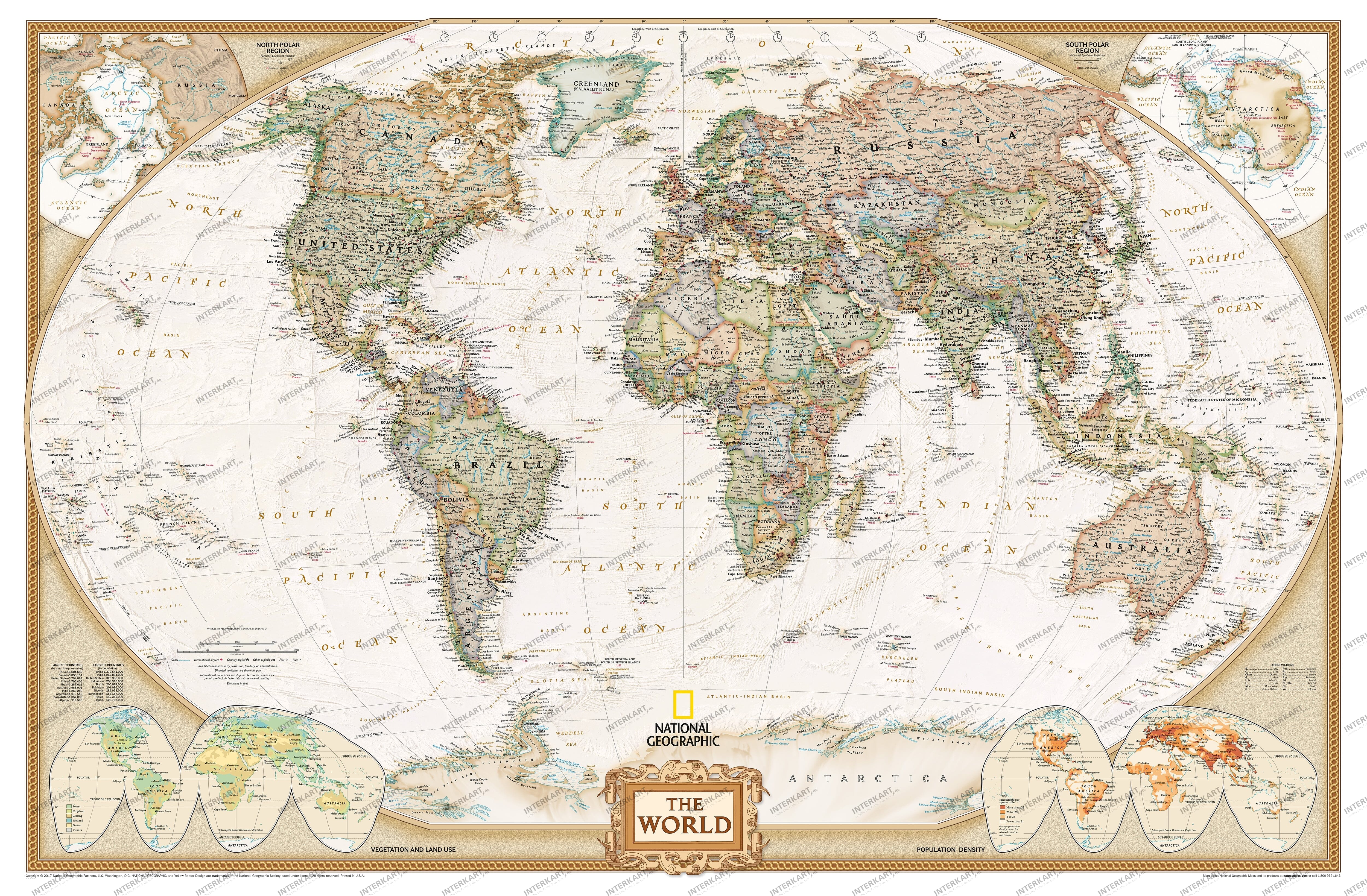 World Map Executive Political in historical style 88 x 58cm