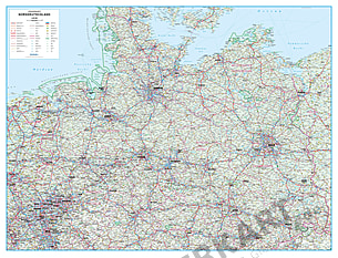 Straßenkarte Norddeutschland 135 x 103cm
