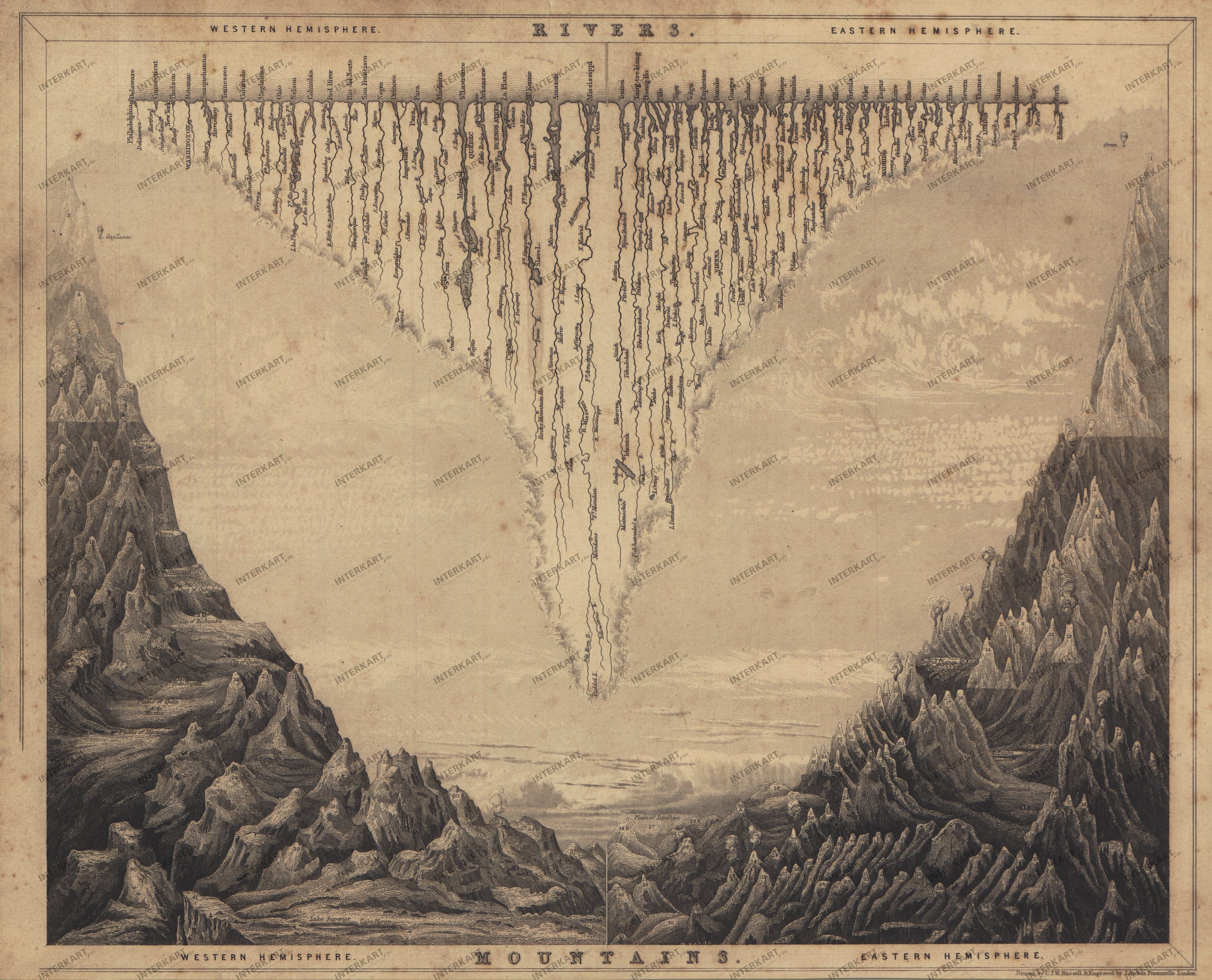 1839 - Flüsse und Berge (Replikat) 31 x 26cm