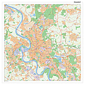 Stadtplan Düsseldorf mit Postleitzahlen 100 x 100cm