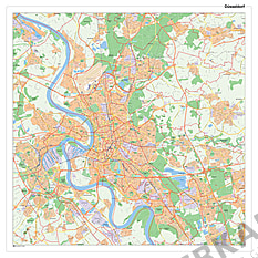 City map Dusseldorf with postcodes 100 x 100cm
