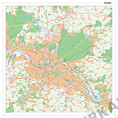 Stadtplan Dresden mit Postleitzahlen 100 x 100cm