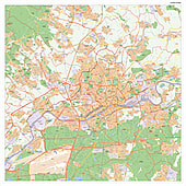 Stadtplan Frankfurt am Main mit Postleitzahlen 100 x 100cm