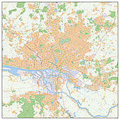 Stadtplan Hamburg mit Postleitzahlen 125 x 125cm