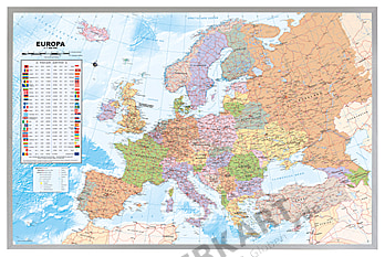 Politische Europakarte auf Kork Pinnwand (deutsch)