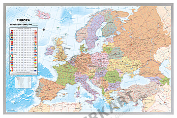 Politische Europakarte auf Kork Pinnwand (deutsch)