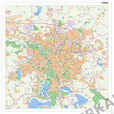 City Map Leipzig with Postcodes 100 x 100cm