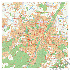 Stadtplan München mit Postleitzahlen 100 x 100cm