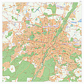 Stadtplan München mit Postleitzahlen 100 x 100cm