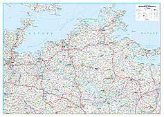 Straßenkarte Deutschland Bundesland Mecklenburg-Vorpommern 140 x 100cm