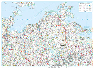Straßenkarte Deutschland Bundesland Mecklenburg-Vorpommern 140 x 100cm