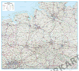Straßenkarte Deutschland Niedersachsen und Bremen 125 x 112cm
