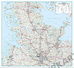 Straßenkarte Deutschland Schleswig Holstein und Hamburg 115 x 106
