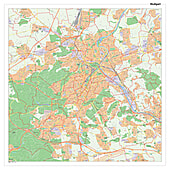 Stadtplan Stuttgart mit Postleitzahlen 100 x 100cm