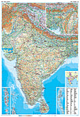 Indien Landkarte physikalisch - Indien Karte als Poster