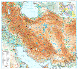 Iran Landkarte physikalisch - Iran Karte als Poster