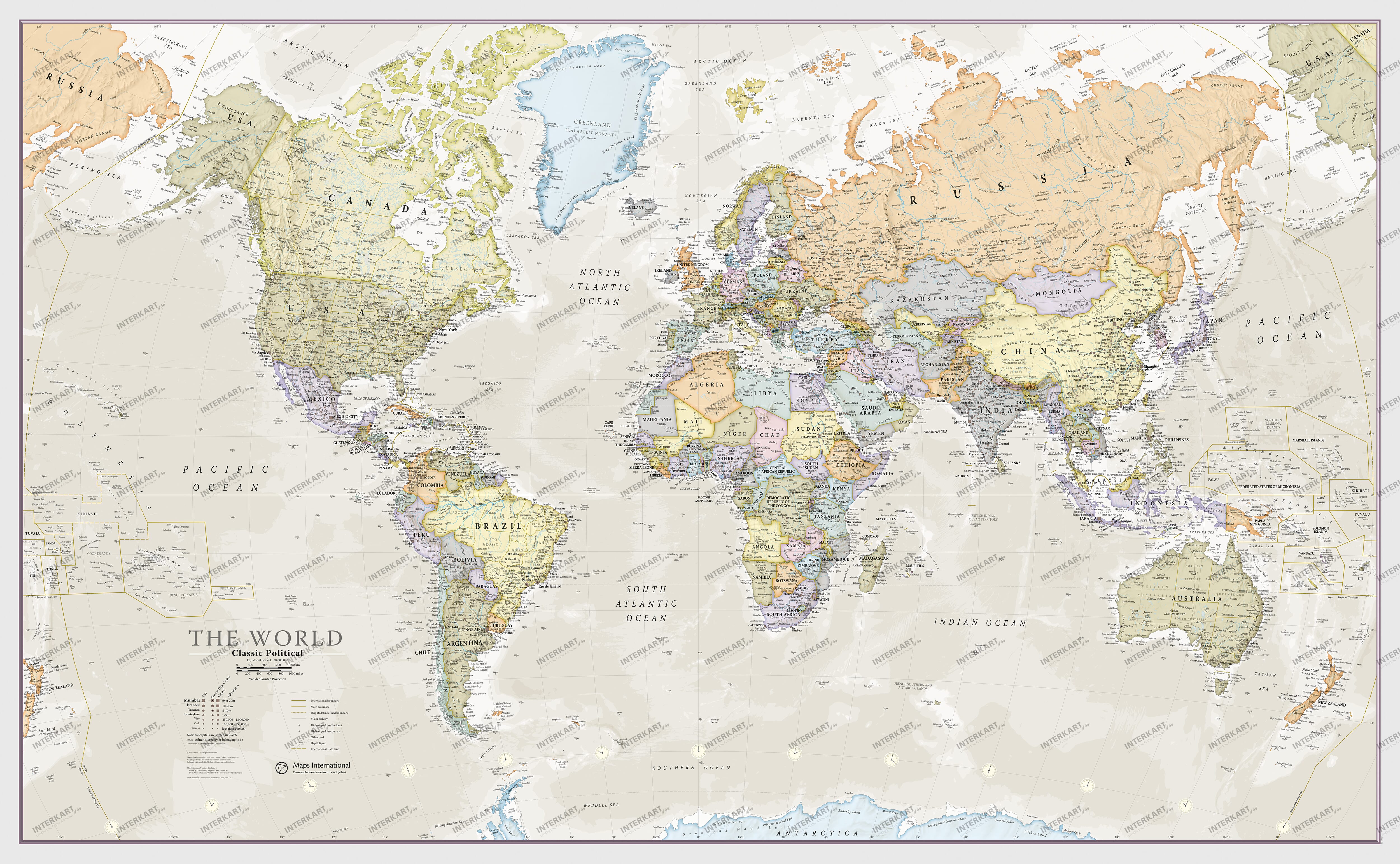 World Map political classic english 136 x 84cm