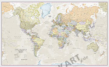 Weltkarte politisch klassisch englisch 136 x 84cm