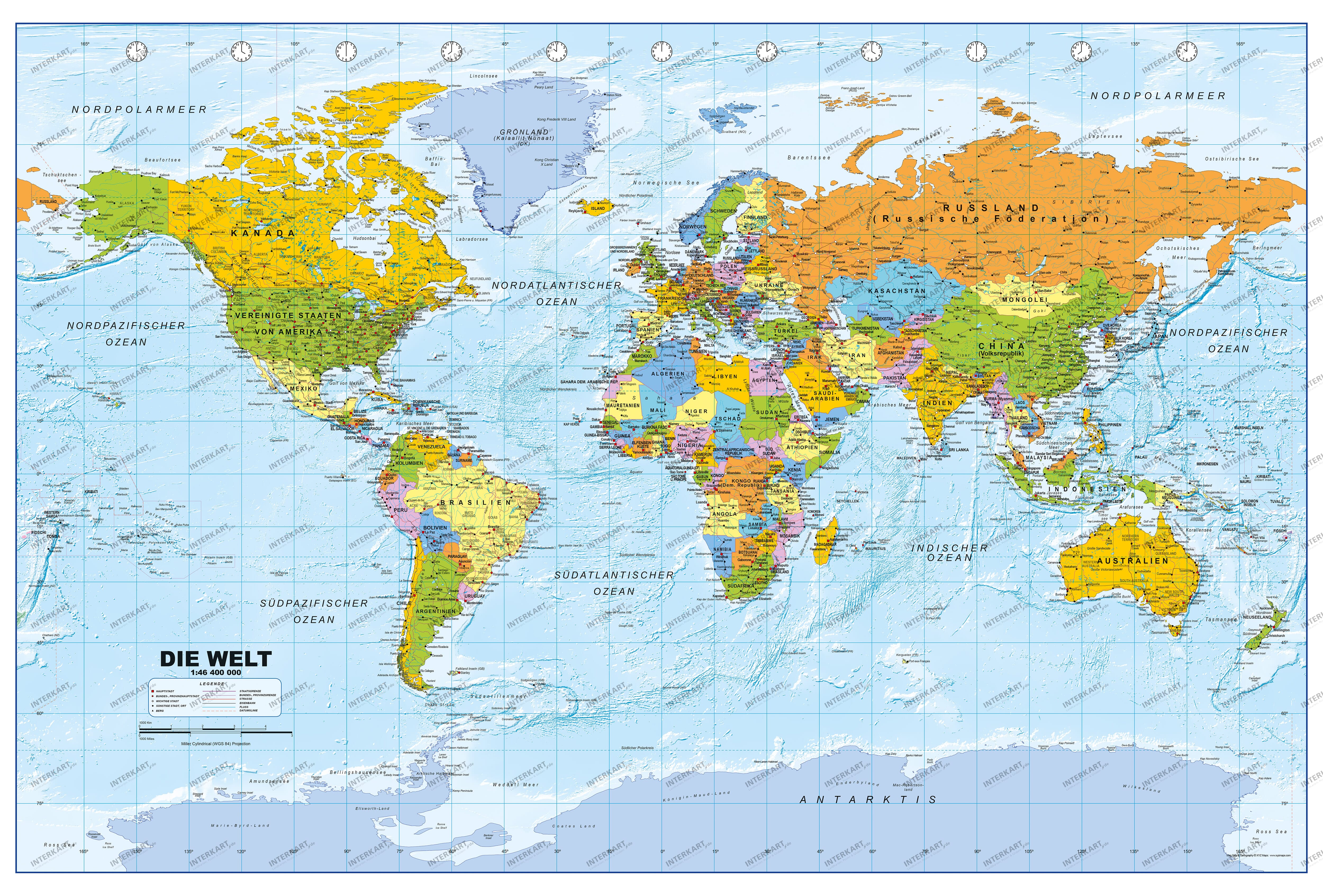 Political World Map poster german 90 x 61cm