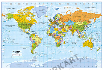 Political World Map poster german 88 x 58cm