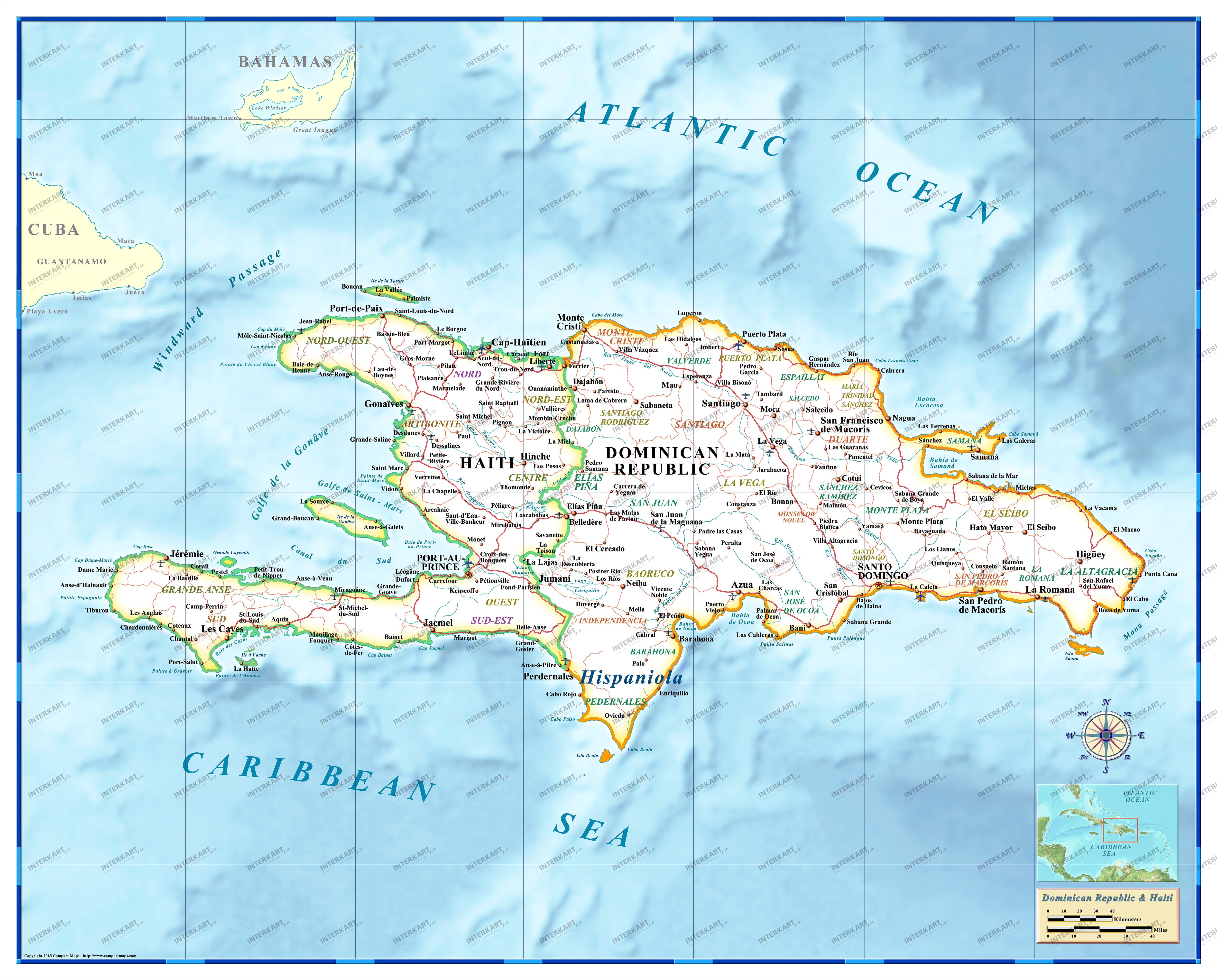 Haiti / Dominikanische Republik Karte 112 x 90cm