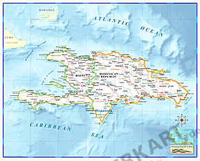 Haiti / Dominikanische Republik Karte 112 x 90cm