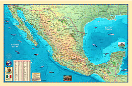 Mexiko Landkarte physikalisch 135 x 87cm