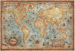 Modern World Weltkarte im antiken Stil englisch 137 x 93cm