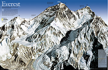 Mount Everest 50. Jahrestag der Erstbesteigung National Geographic 119 x 76cm