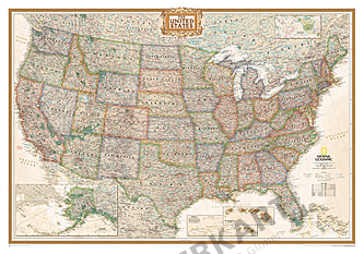 USA Landkarte Antiker Stil