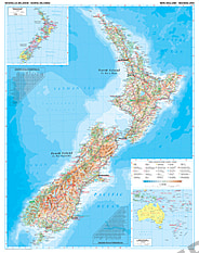 Neuseeland Landkarte physikalisch - Neuseeland Karte als Poster