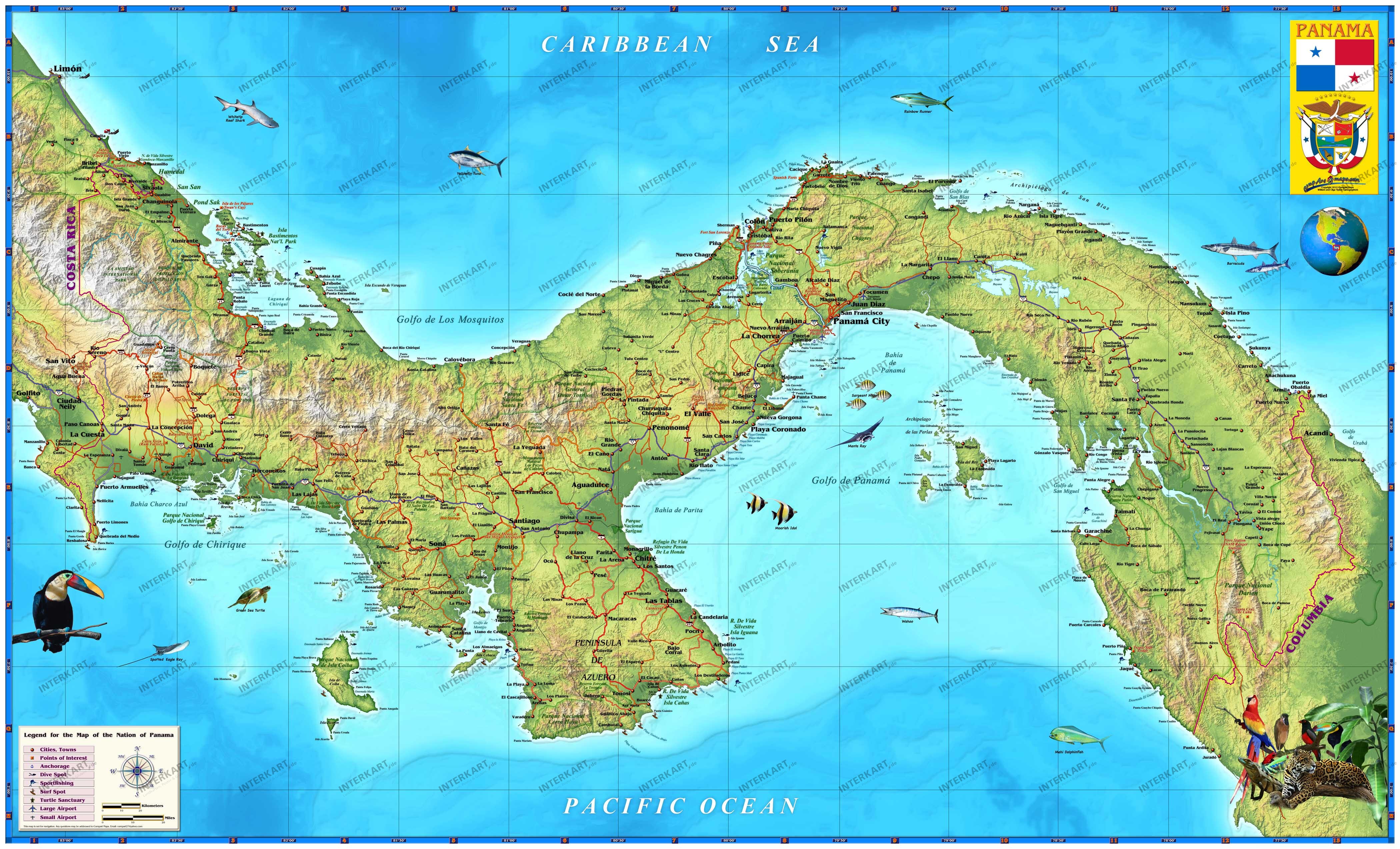 Panama Wall Map 107 x 65cm