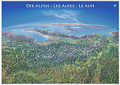 Panorama Karte Alpen XXL - laminiert 182 x 136cm