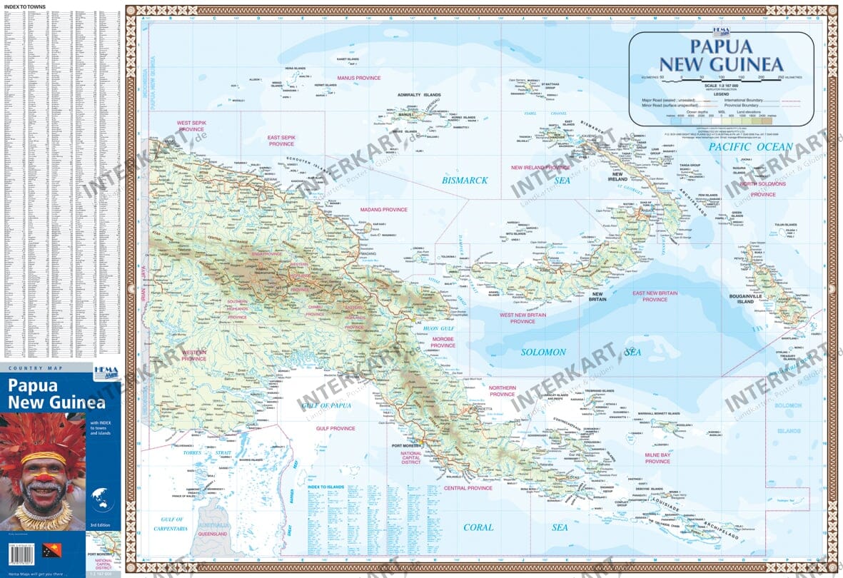 Papua New Guinea Wall Map 98 X 67cm