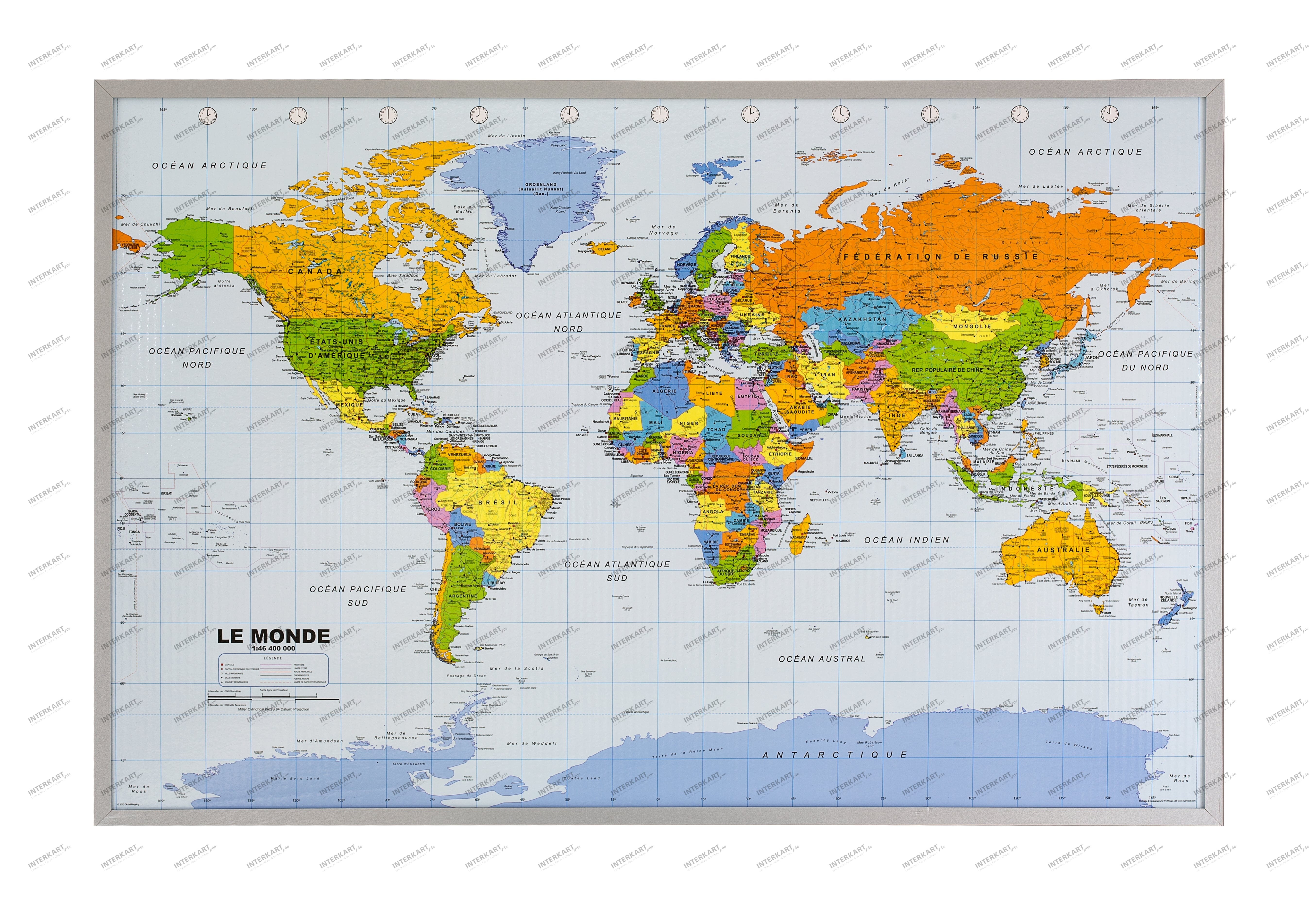 France In Map Of World World Map Cork Pinboard - French 90 X 60Cm