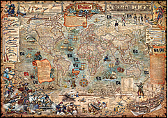 The Ages of Pirates Weltkarte englisch 120 x 85cm