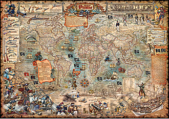 The Ages of Pirates World Map english 120 x 85cm