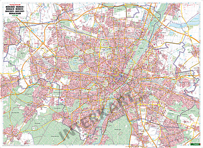 Munchen Stadtplan 123 X cm